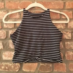 Blue and white crop top